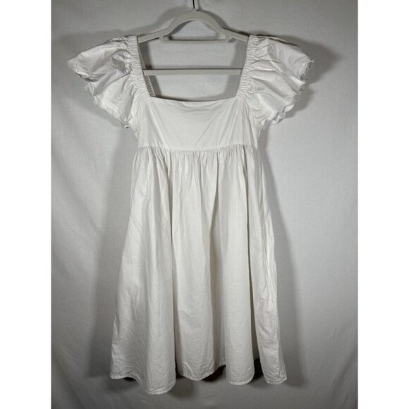 Altar'd State Dresses & Skirts - ALTAR'D STATE White Babydoll Dress Medium Flutter Scallop Sleeve Bride Party